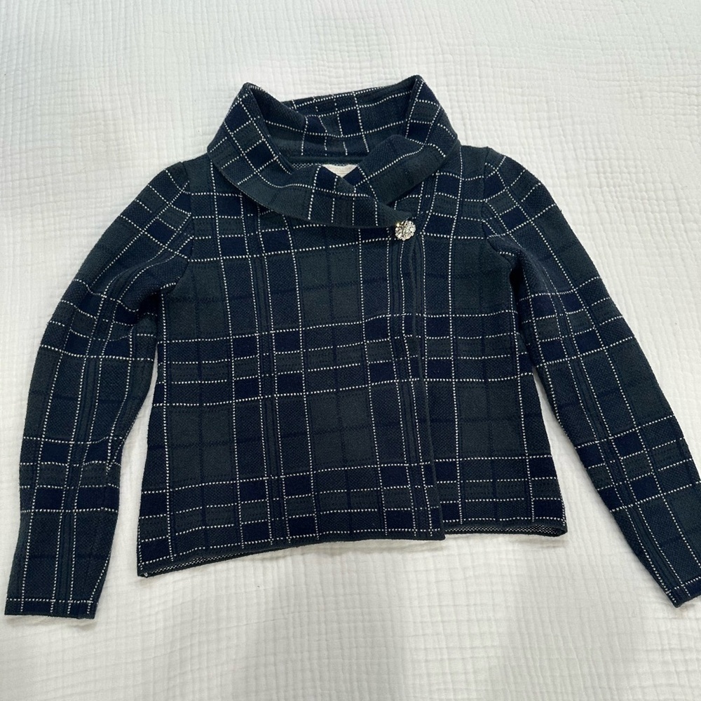Christian Siriano Navy and White Plaid Jacket